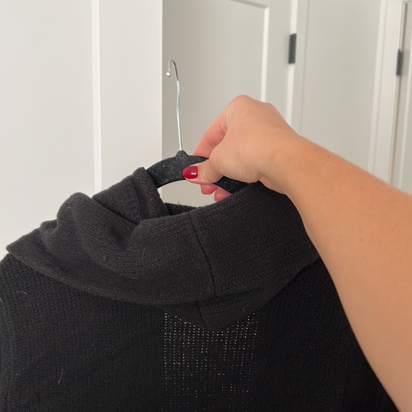 Black Wool Vince Cardigan with Hood - Picture 2 of 5
